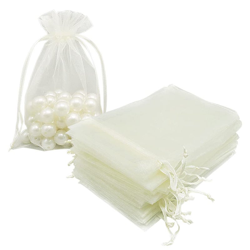 HRX Package Organza Bags 4x6 inch 100pcs, Mesh Jewelry Pouches Candy Drawstring Gift Bags Small Sachet for Christmas Wedding Giveaways (pastel yellow) - Image 1